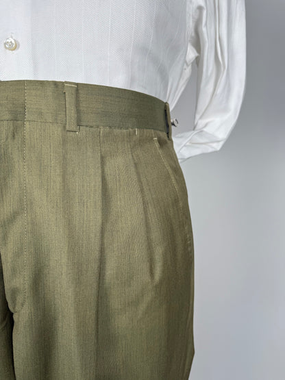 Pantaloni fresco lana verde oliva anni '80 NOS - tg. 50