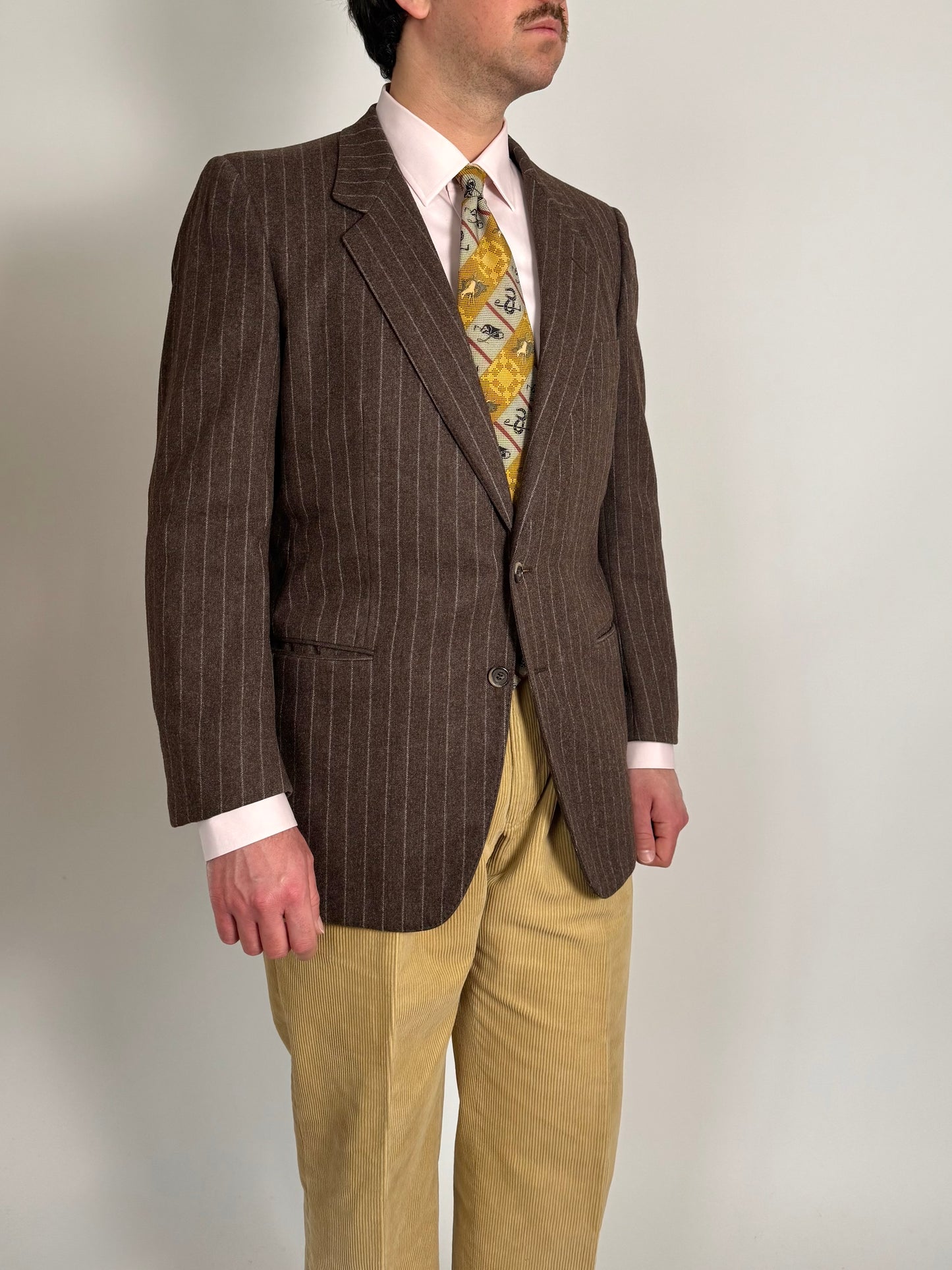 Giacca Ermenegildo Zegna anni ‘80 flanella marrone gessato - tg. 50