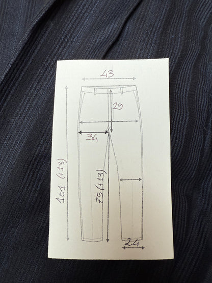 Pantaloni anni ‘70/‘80 lana pettinata blu righe - tg. 48/50