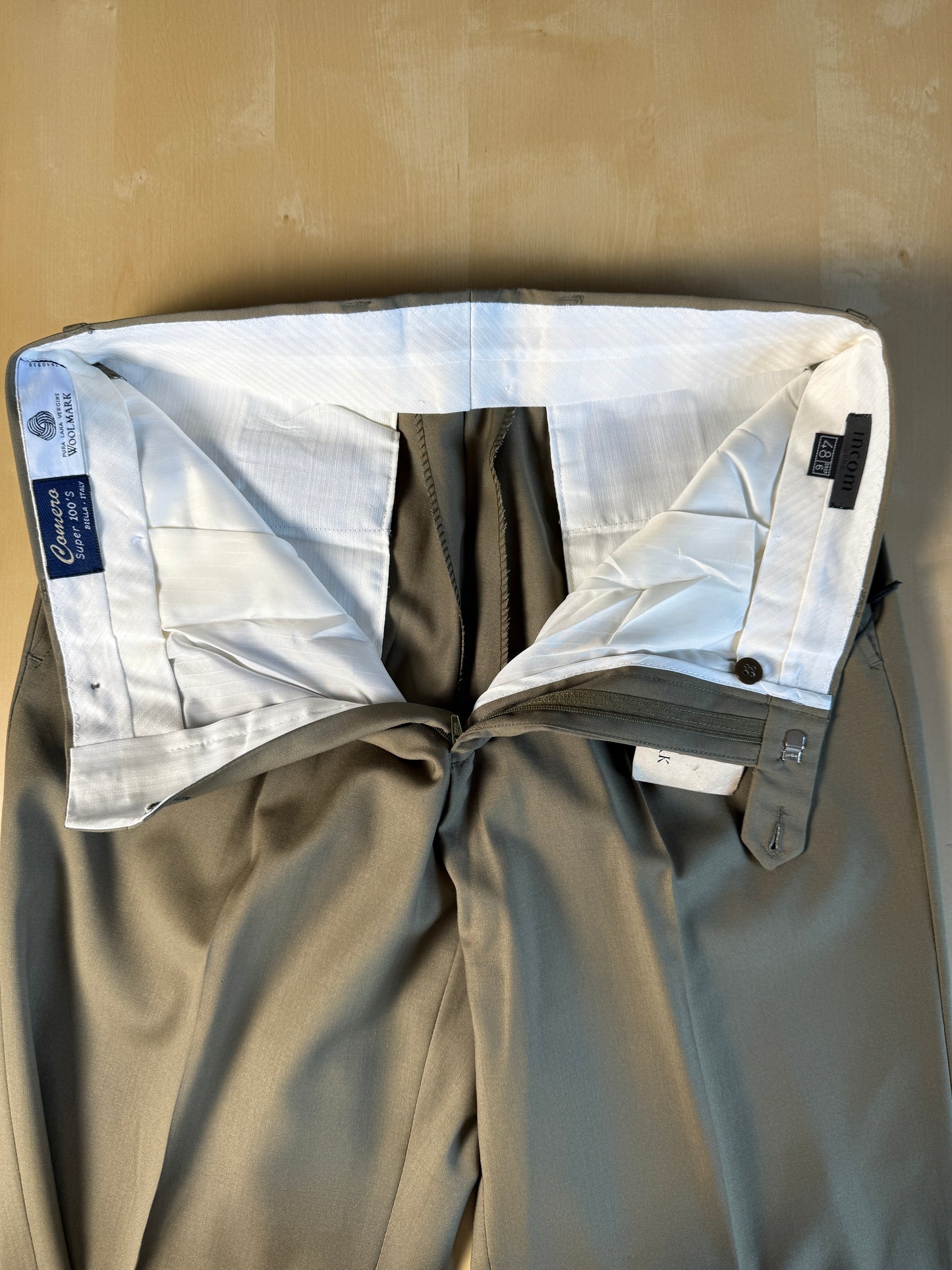 Pantalone anni ‘90 fresco lana verde salvia (NOS) - tg. 48