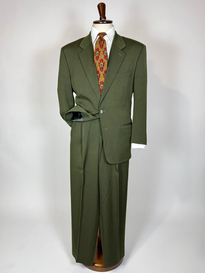 Completo anni '80 misto lana verde - tg. 48 drop alto