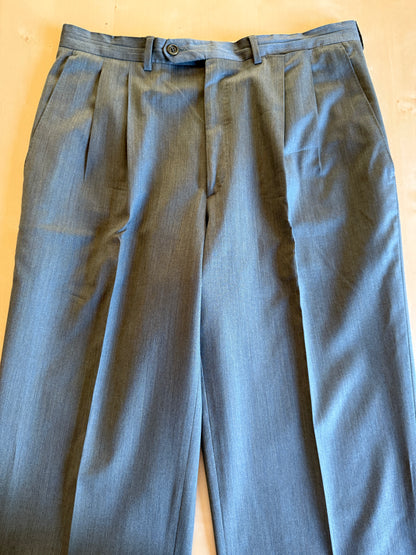 Completo anni ‘80 in lana pettinata verde mélange - tg. 48