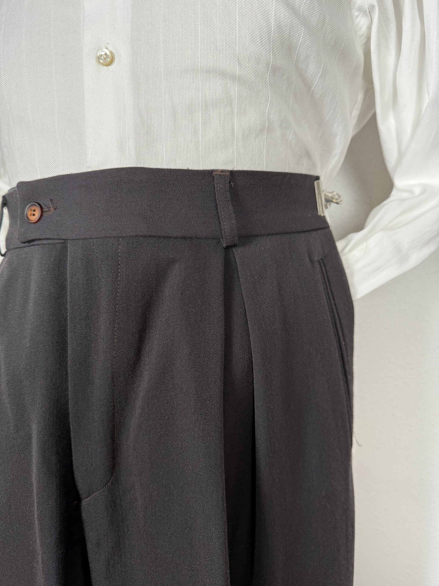 Completo doppiopetto anni ‘80 flanella verde petrolio - tg. 50/52 drop alto