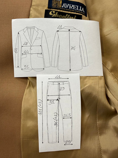 Completo 3 pezzi anni ‘70 twill pettinato beige - tg. 44