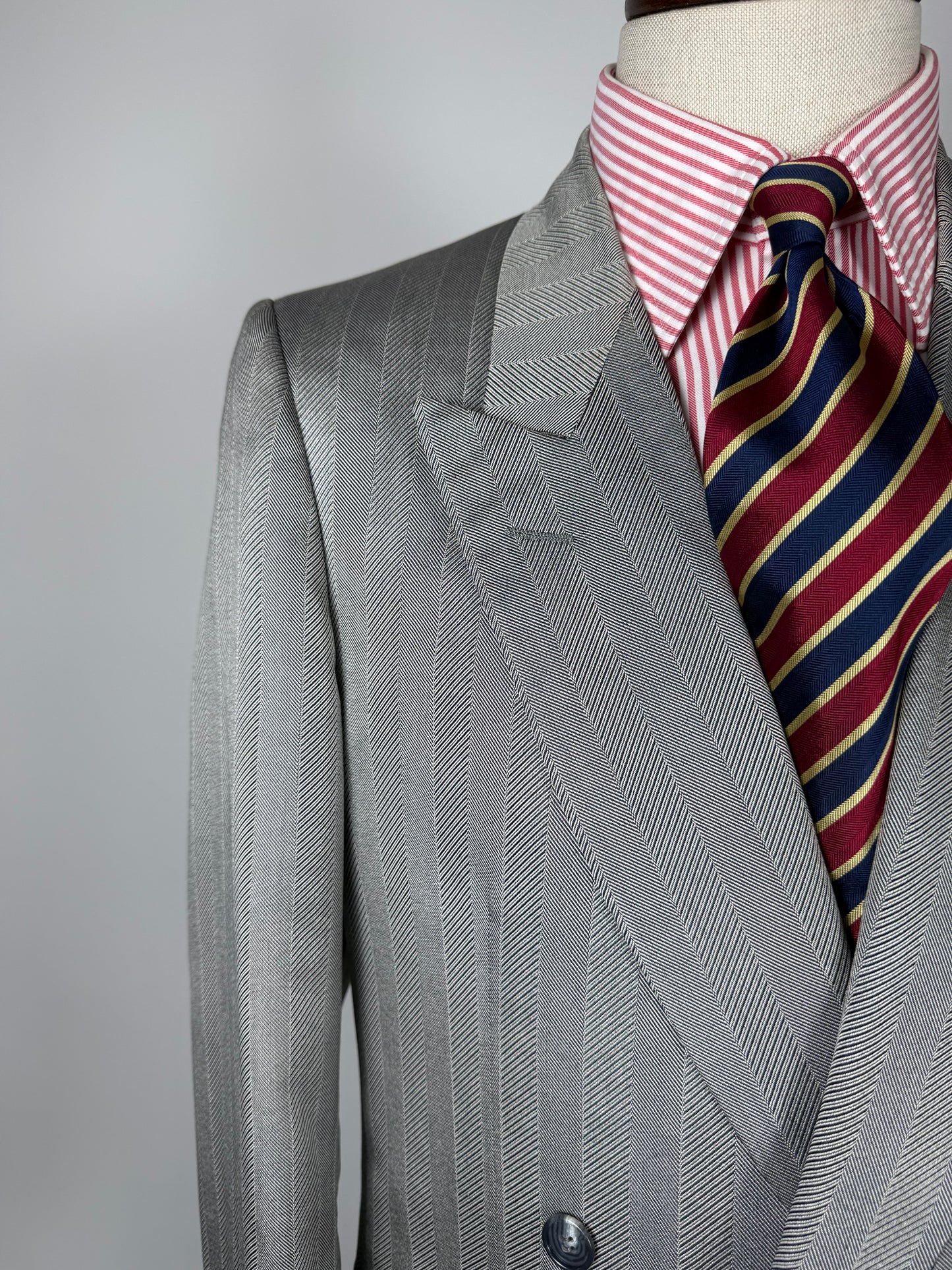 Giacca doppiopetto Christian Dior anni '70/'80 lana e seta chevrons - tg. 52 lunga