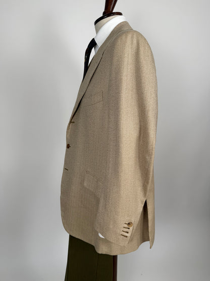 Giacca sartoriale herringbone lana e cashmere beige - tg. 54/56
