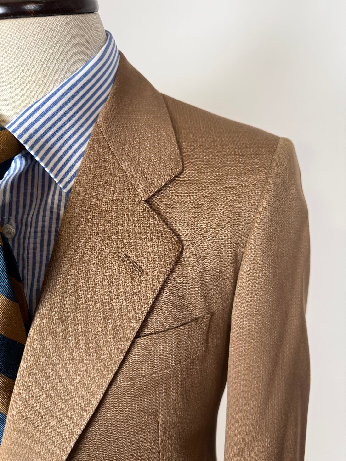 Completo Corneliani anni ‘70 lana pettinata marrone - tg. 48