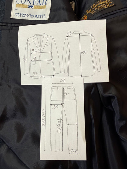 Completo anni ‘80 tessuto Loro Piana flanella lana e cashmere - tg. 50