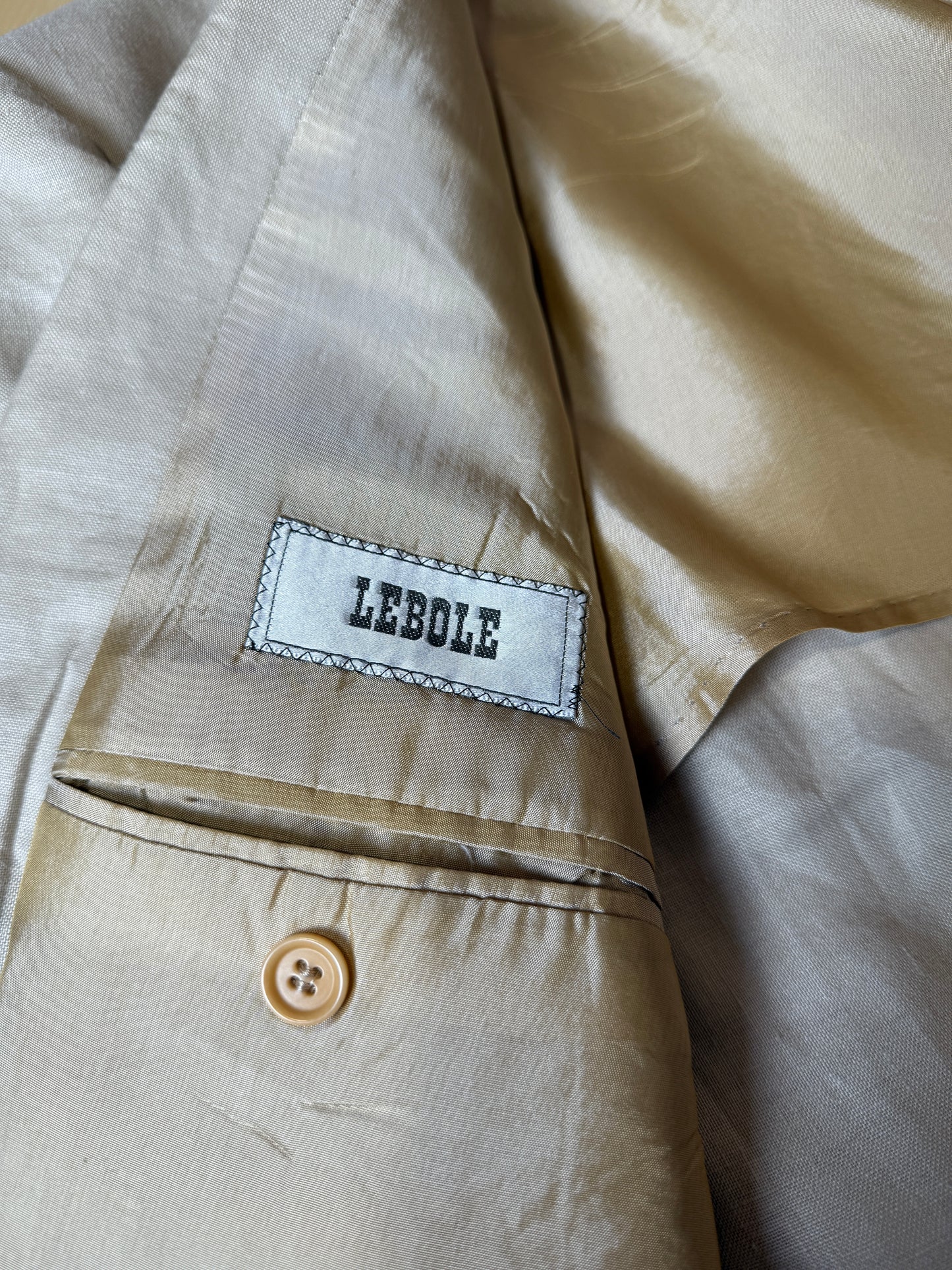 Completo anni ‘80 in puro lino beige chiaro - tg. 56