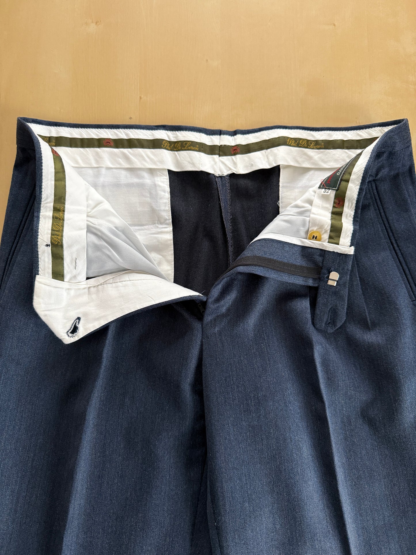 Pantaloni anni ‘80 flanella pettinata blu mélange - tg. 52