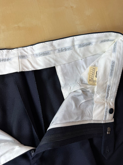 Completo doppiopetto Yves Saint Laurent anni '80 flanella blu - tg. 54/56