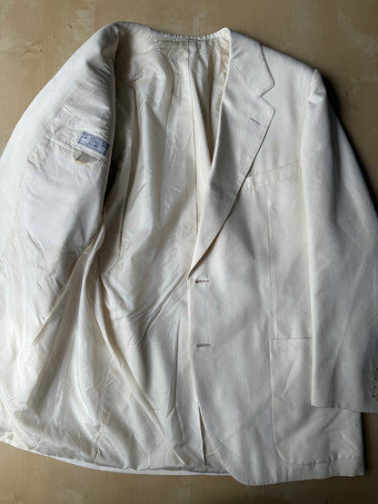 Completo anni '70 su misura in pura seta shantung bianco avorio - tg. 50