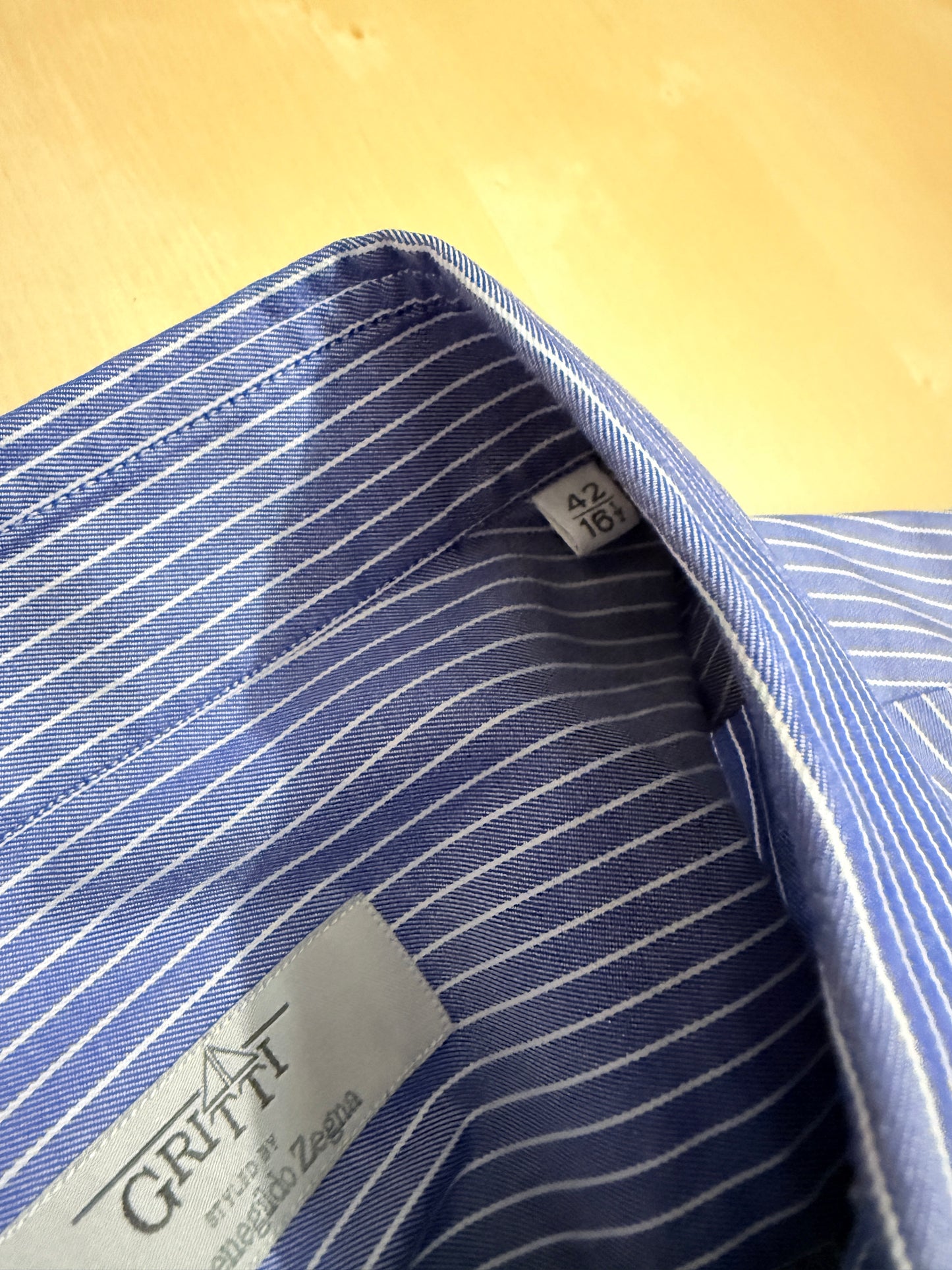 Camicia Ermenegildo Zegna Gritti blu riga in twill ritorto - L collo 42