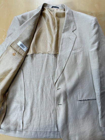 Completo anni ‘80 in puro lino beige chiaro - tg. 56