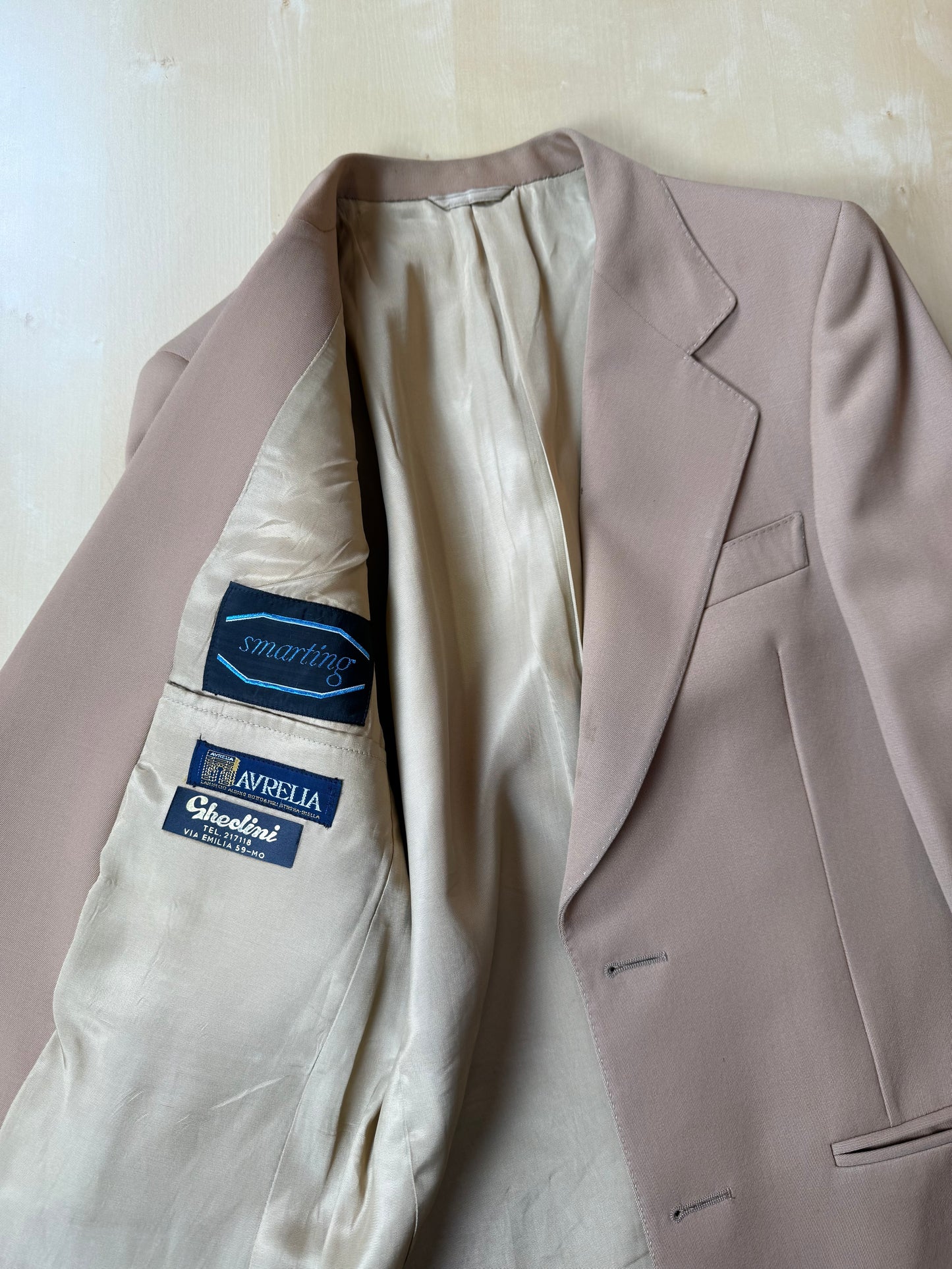 Completo 3 pezzi anni ‘70 twill pettinato beige - tg. 44