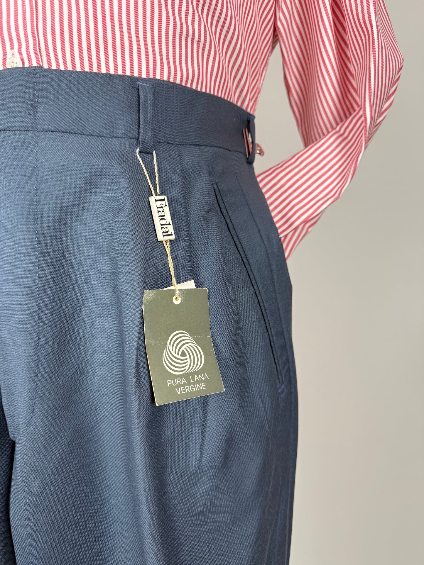 Pantaloni fresco lana verde petrolio 3 pinces anni '80 - tg. 48