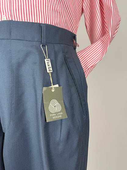 Pantaloni fresco lana verde petrolio 3 pinces anni '80 - tg. 48