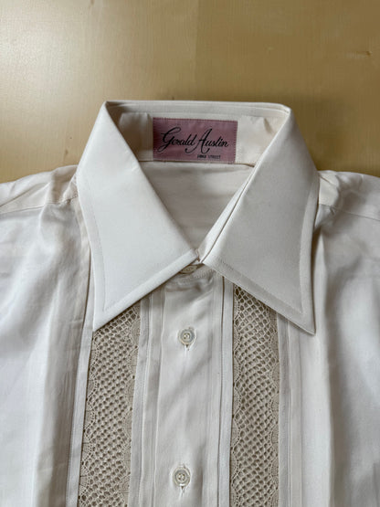 Camicia anni ‘70 in pura seta con ricamo (NOS) - M, collo 41