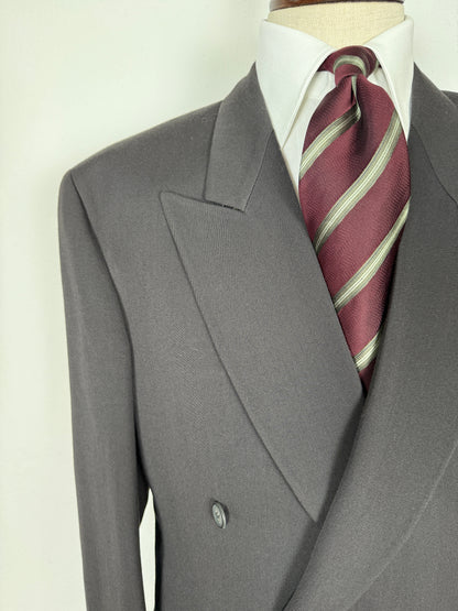 Completo doppiopetto anni ‘80 flanella verde petrolio - tg. 50/52 drop alto