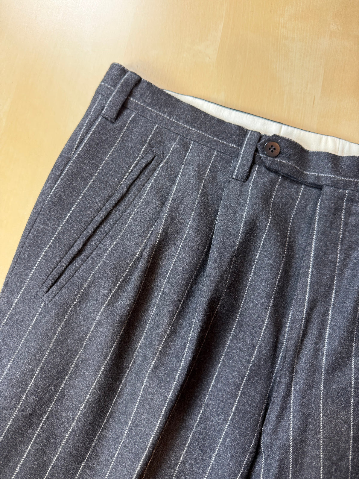 Completo gessato sartoriale in flanella lana e cashmere tessuto Loro Piana - tg. 50