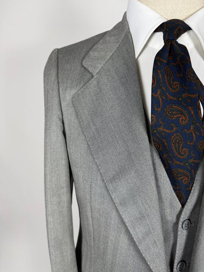 Completo 3 pezzi anni '70 herrigbone grigio - tg. 44