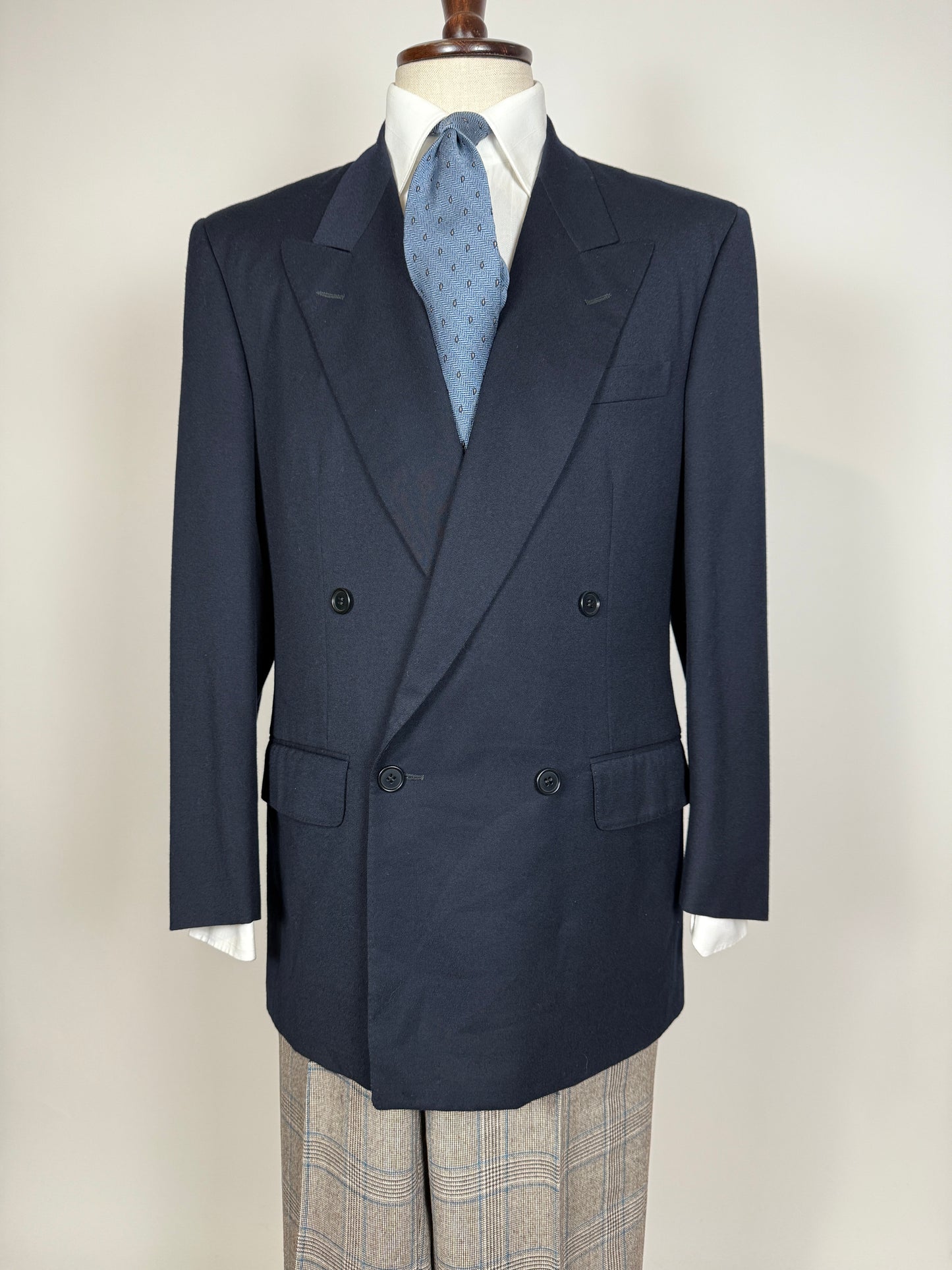 Giacca doppiopetto anni ‘80 flanella blu - tg. 50