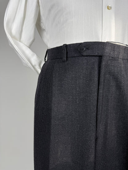 Completo Brioni doppiopetto anni '80 flanella antracite gessato - tg. 56