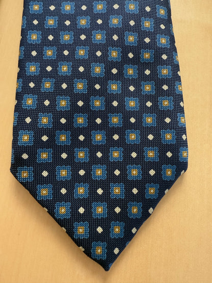 Cravatta micro fantasia blu e azzurra