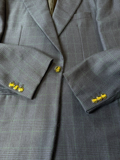 Blazer sartoriale 100% cashmere principe di Galles tessuto Loro Piana - tg. 50/52