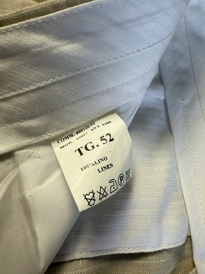 Completo in puro lino color panna gessato - tg. 52