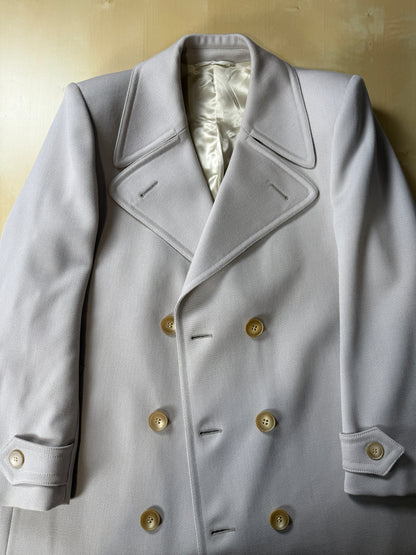 Cappotto doppiopetto anni ‘70 in twill di lana color avorio - tg. 46-48