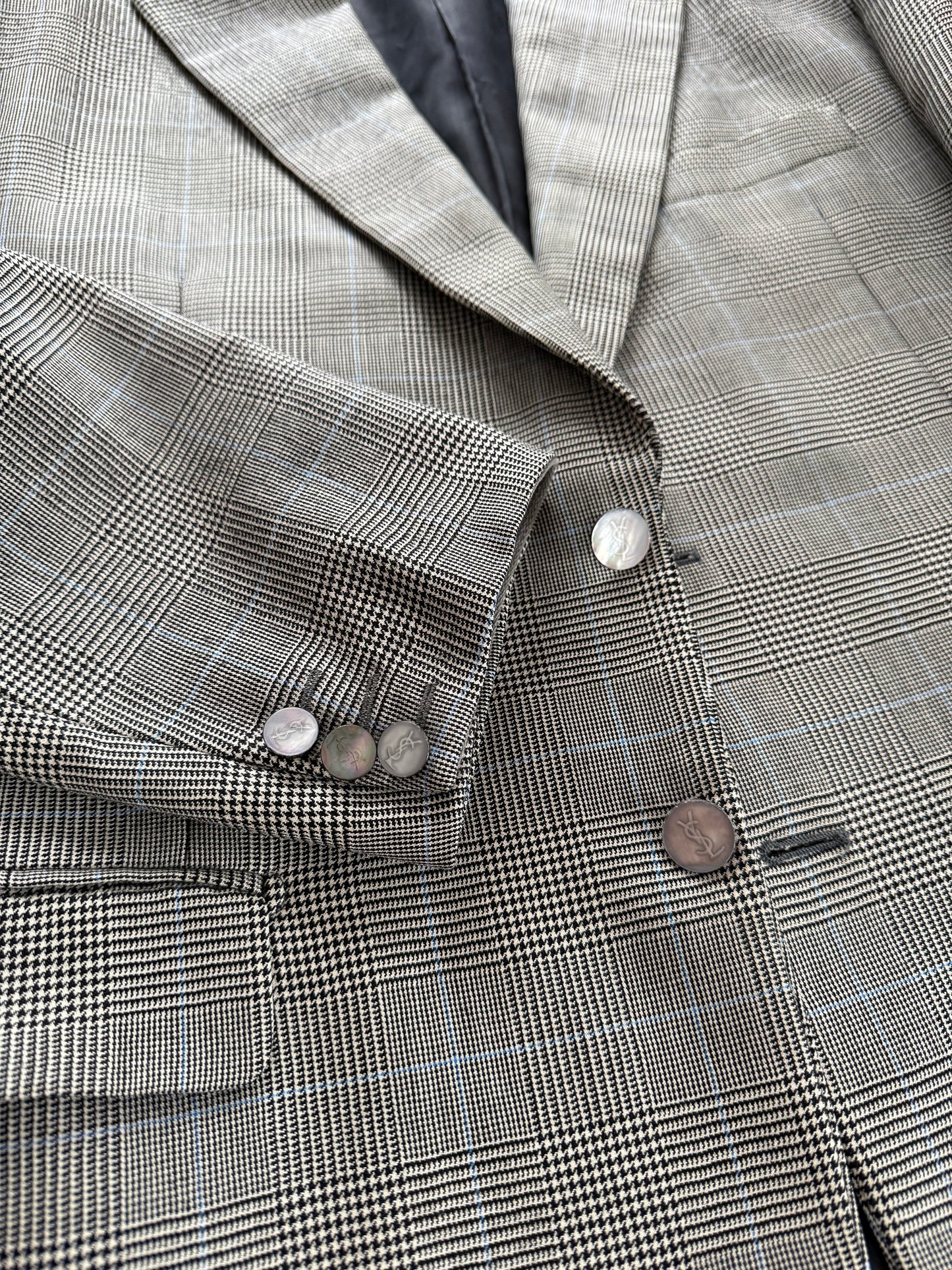 Giacca Yves Saint Laurent anni ‘90 principe di Galles bottoni madreperla - tg. 50