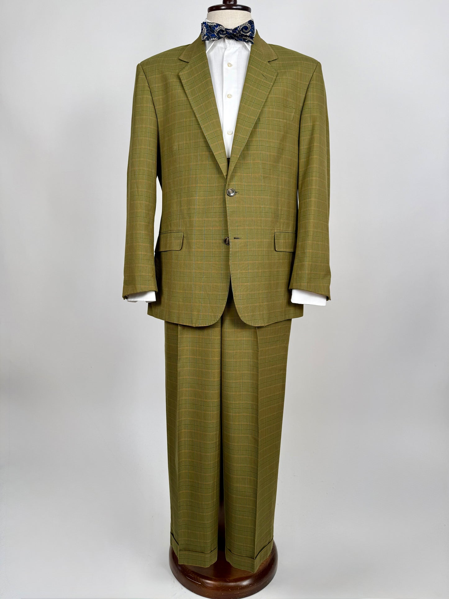 Completo anni ‘80 verde a quadri in cotone sfoderato - tg. 50