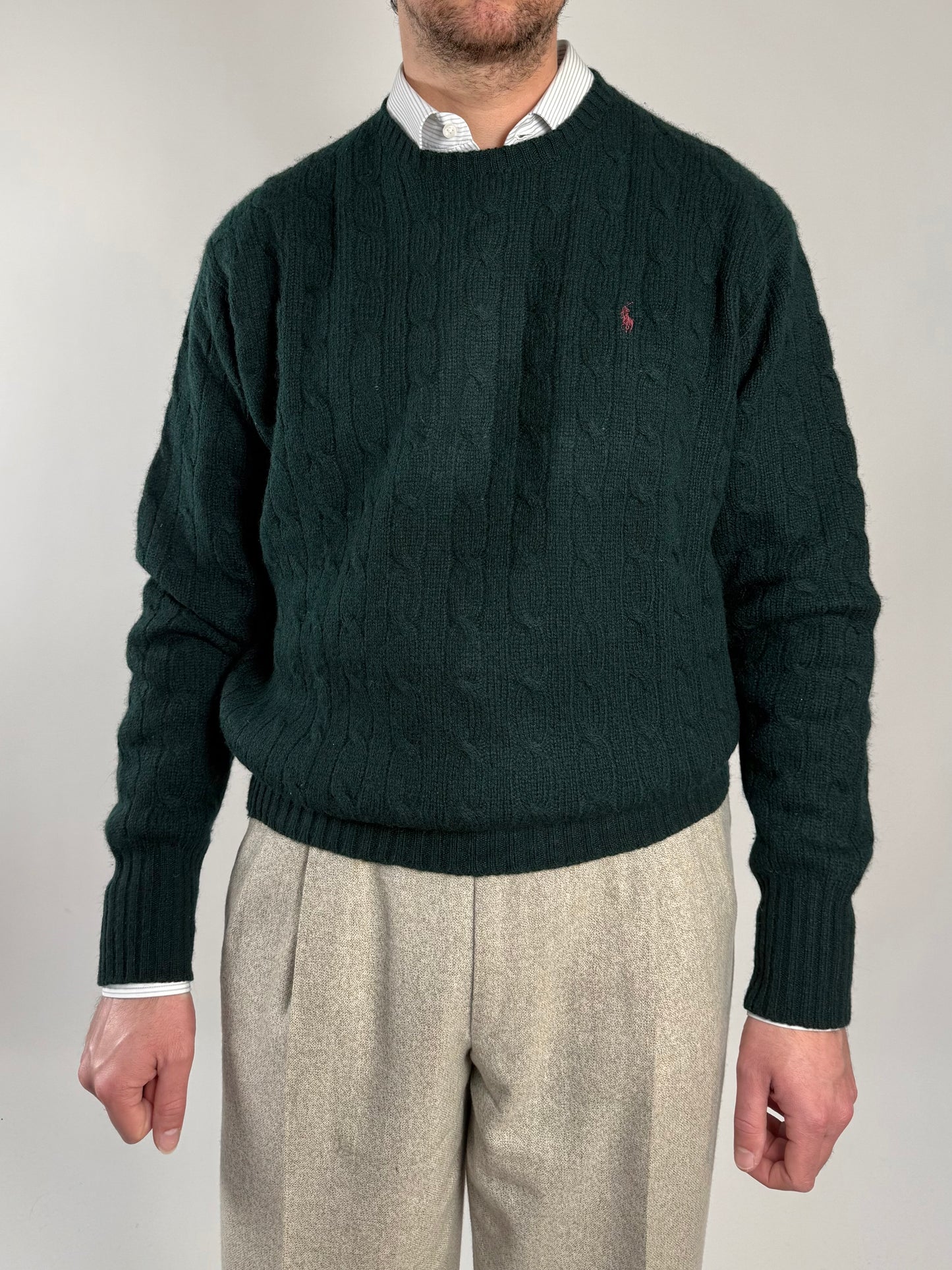 Maglione Polo Ralph Lauren in pura lana a trecce - L
