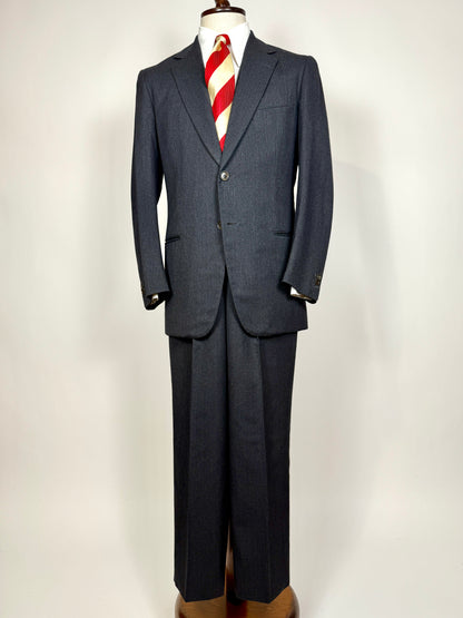 Completo su misura De Paz anni ‘70/‘80 antracite spigato - tg. 46/48