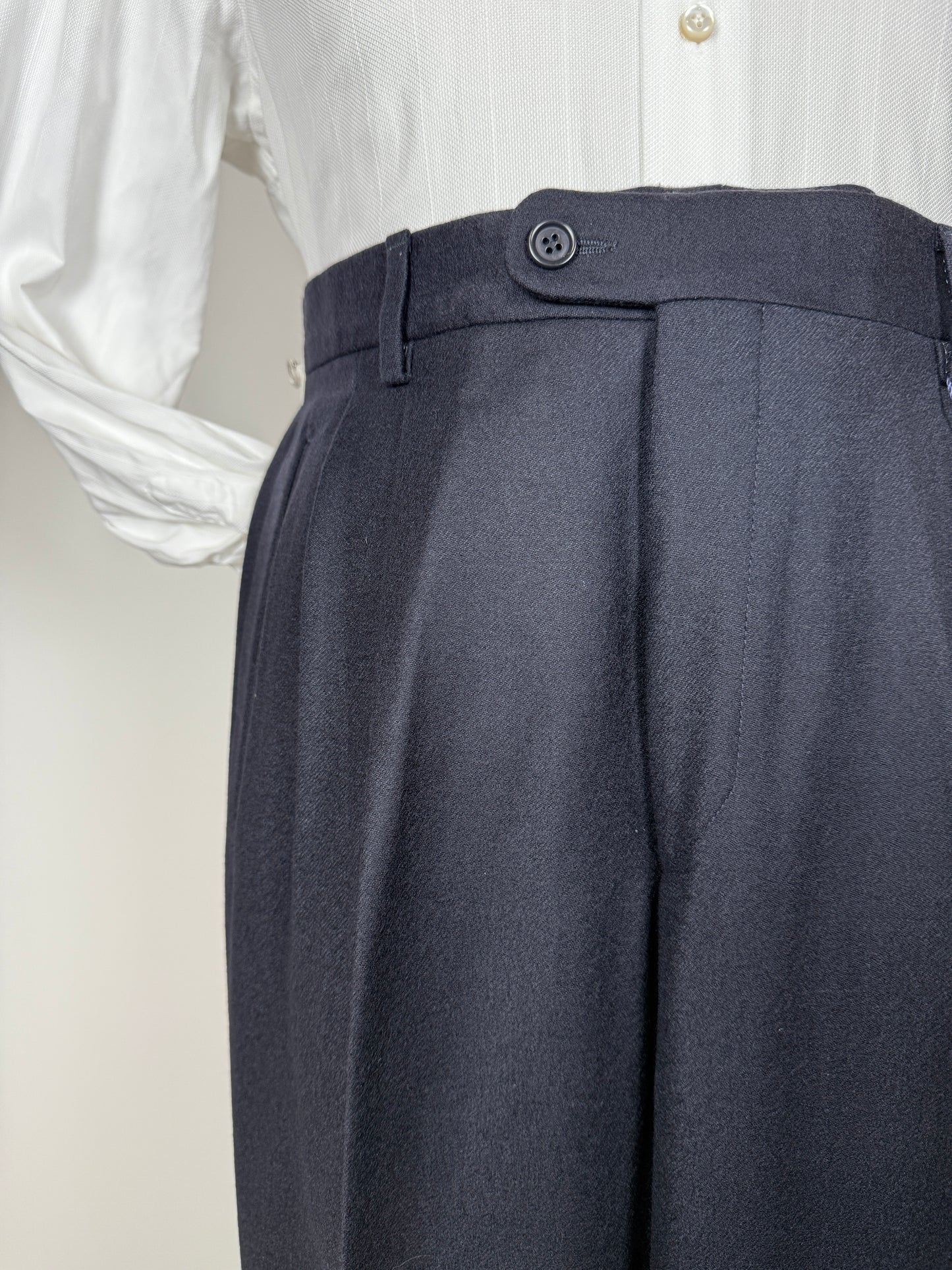 Pantaloni anni ‘80 flanella blu notte (NOS) - tg. 48/50