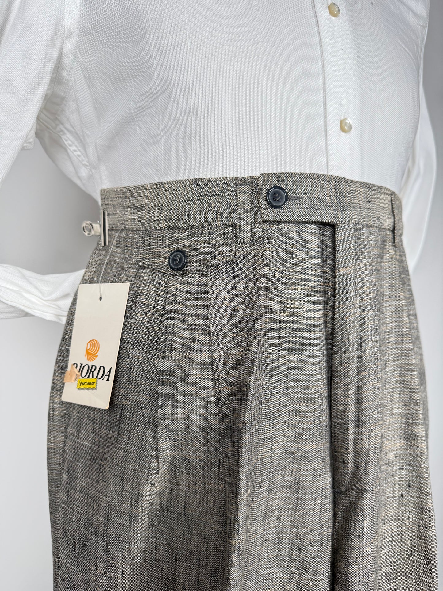 Pantaloni anni '80 misto lino e rayon (NOS) - tg. 48