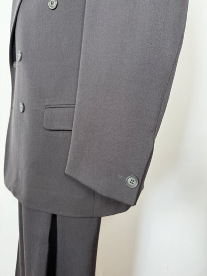 Completo doppiopetto anni ‘80 flanella verde petrolio - tg. 50/52 drop alto