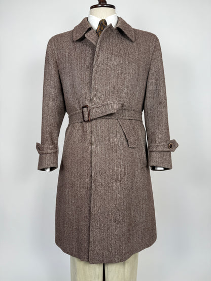 Cappotto in tweed marrone spigato - tg. 50-54