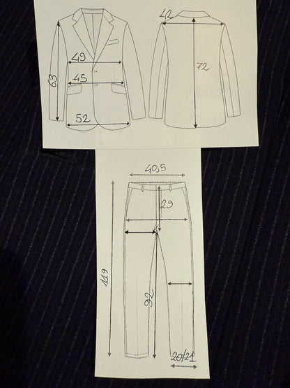 Completo Marzotto anni ‘70/‘80 in flanella blu gessato (NOS) - tg. 44