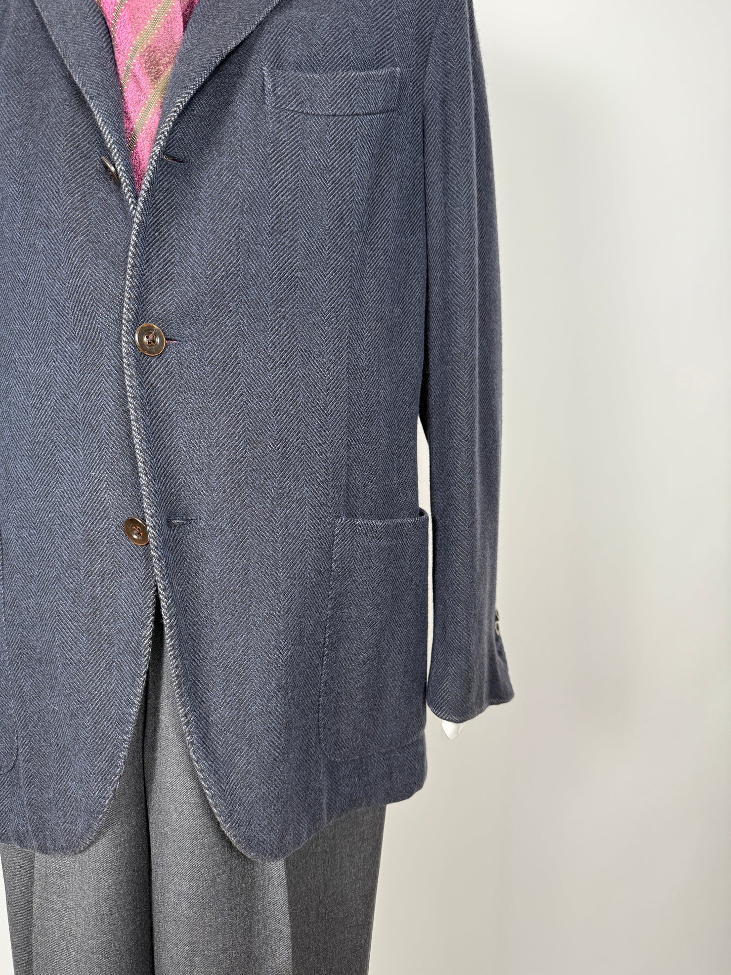 Blazer destrutturato Boglioli K. Jacket in puro cashmere blu spigato - tg. 54