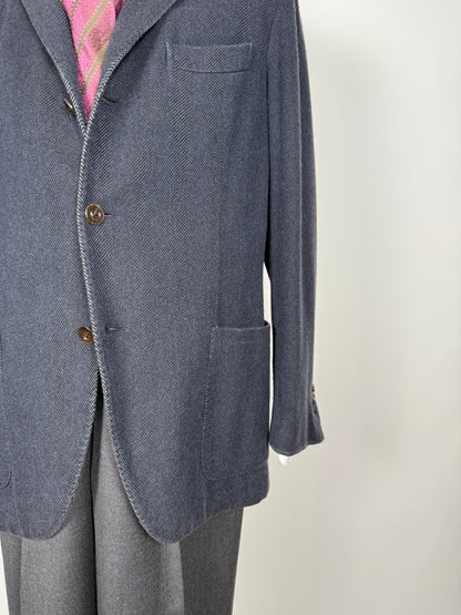 Blazer destrutturato Boglioli K. Jacket in puro cashmere blu spigato - tg. 54