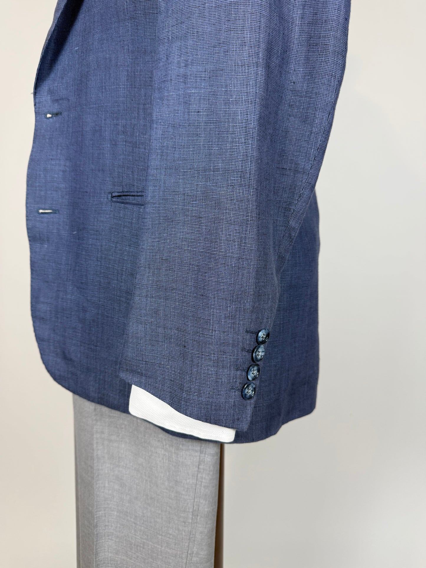 Giacca anni '70 in lino blu - tg. 44