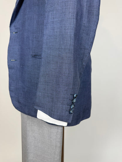 Giacca anni '70 in lino blu - tg. 44