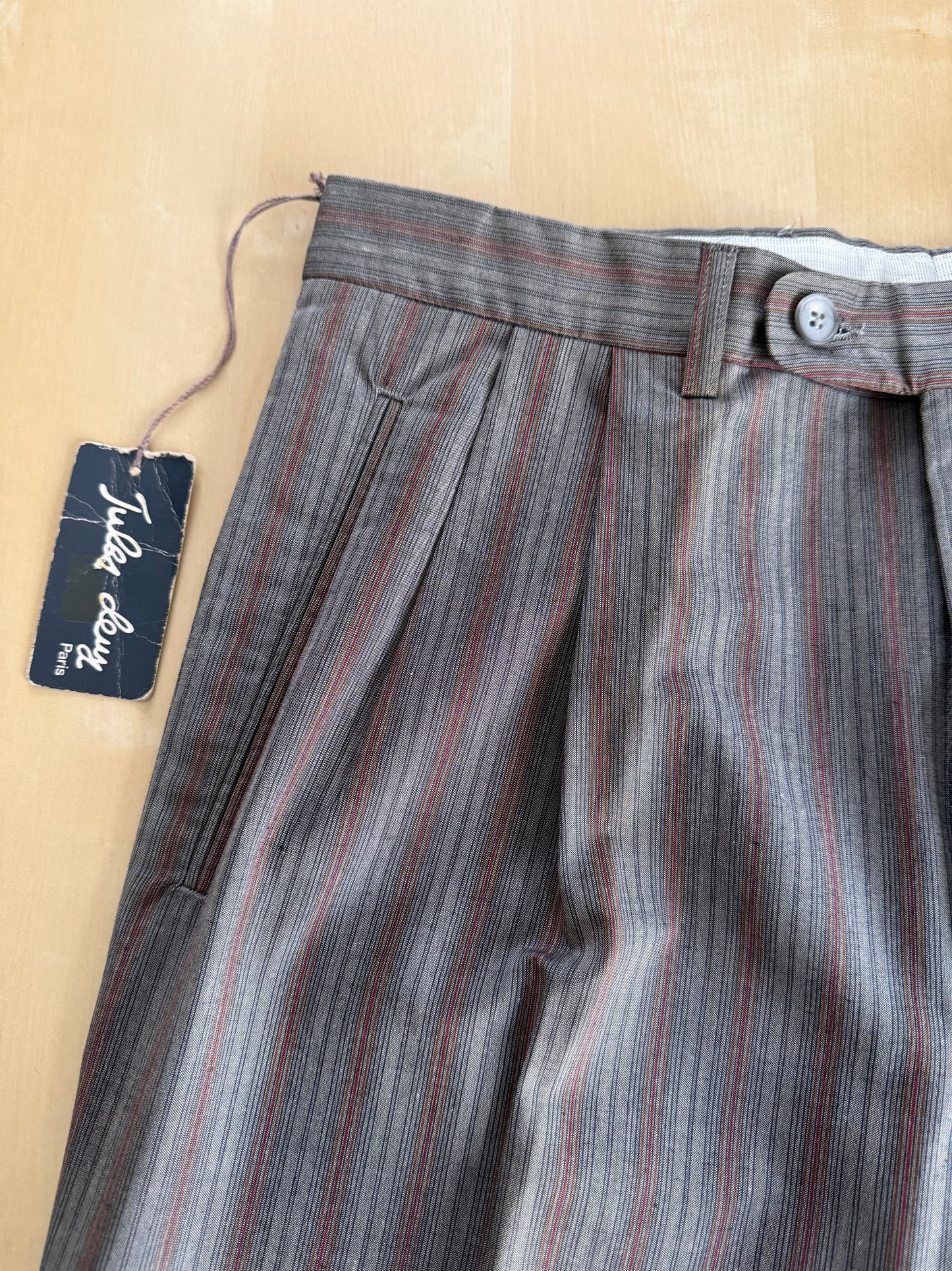 Pantaloni in cotone grigio a righe anni ‘80 (NOS) - tg. 46