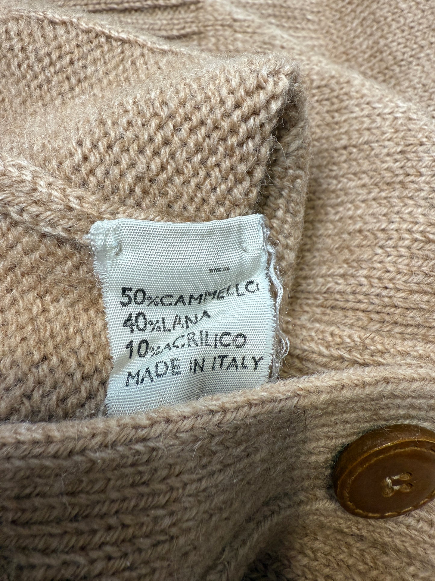 Cardigan vintage in cammello e lana - tg. L (50/52)