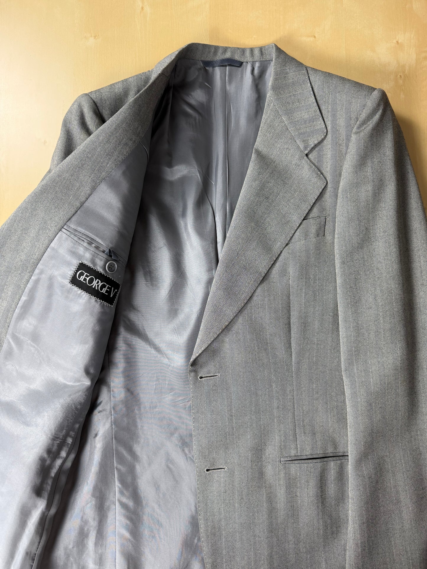 Completo 3 pezzi anni '70 herrigbone grigio - tg. 44
