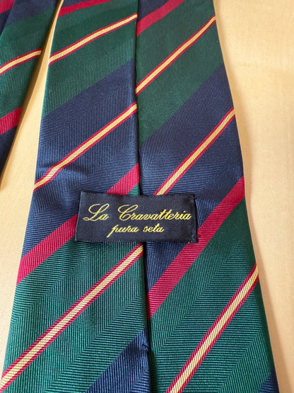 Cravatta regimental verde rosso navy