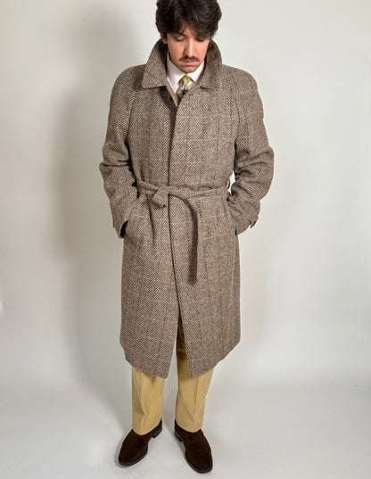 Cappotto raglan anni ‘80 tweed finestrato - tg. 54-56