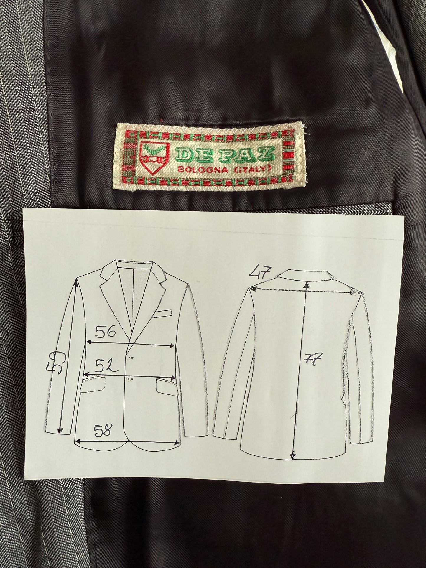 Giacca De Paz in fresco lana grigio spinato - tg. 50